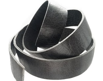 Dark Gray Double sided Flat Leather Strap Raw Cut(3/4” inch) 3 yards (1917)