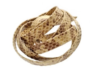 Beige Snake Print Double Folded Flat Leather Strap 10mm (3/8 inch) 3 yards (108" inches) (1900)