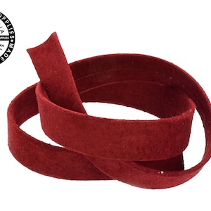 Red Double Fold Suede Flat Leather Strap 13mm, 10mm, 6mm, 4mm - 3 yards (1700)
