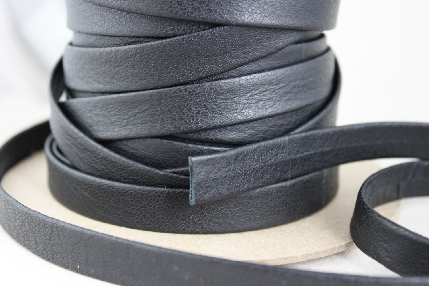 Black Double Folded Flat Leather Strap 10mm 3/8 Inch 20 Etsy UK