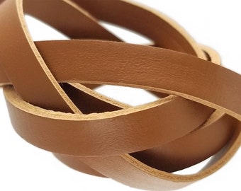 Light Brown Double Sided Flat Leather Strap Raw Cut 10mm (3/8 inch) 3 yard (36" inch) (1903)