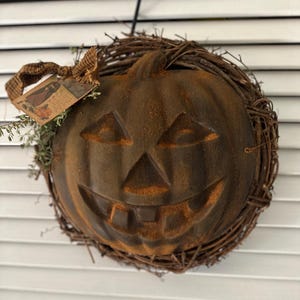 Primitive Hanging  Beeswax Jack o Lantern