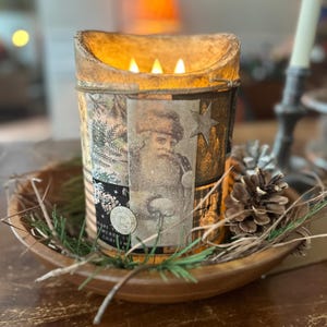 Primitive Folk Art Old Fashioned St Nick Candle