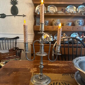 Antique Portugal Pewter Candelabra