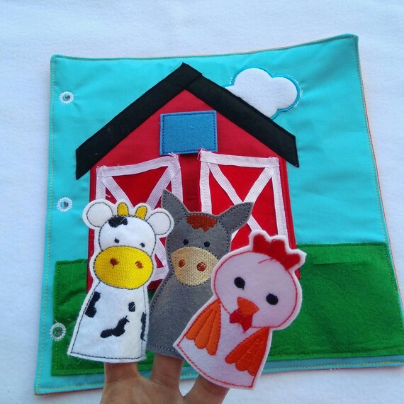 Farm Animal Quiet Book Page Animal Finger Puppet Montessori Etsy