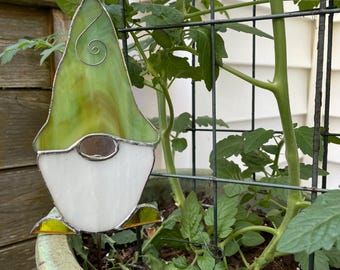 Garden Gnome Stained Glass Plant Stake