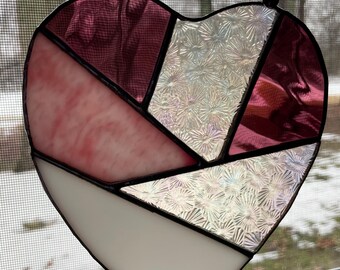Blush & Berry Stained Glass Heart Suncatcher