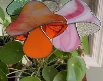 Mushroom Stained Glass Plant Stakes