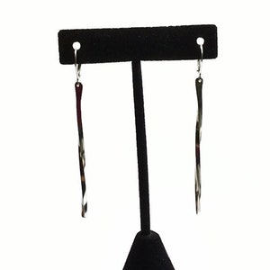 SS Twisted Stick Earrings, Funky Minimalist Jewelry, Sterling Silver Bar Dangles, Mothers Day
