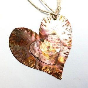 Corazón de cobre, Decoración rústica del campo, Regalo de inauguración de la casa, Regalo del maestro, Séptimo aniversario, Regalo de San Valentín