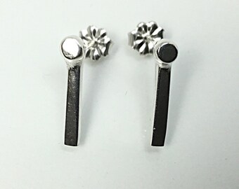 Silver Bar Studs, Minimalist Jewelry, Unisex, Recycled Silver, Contemporary Jewelry