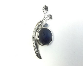 Silver Bezel Set Blue Sea Glass, English Beach Glass Sterling,  Delicate Necklace, Handmade Jewelry