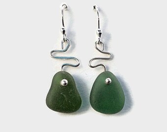 Sea Glass Earrings with Sterling Silver, Teal Beach Glass, Jewelry Handmade, Gift for Woman, Mermaids Tears, Beach Inspired