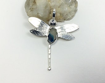 Sea Glass Dragonfly Pendant, Bezel Set Beach Glass, Sterling Silver Necklace, Seaham Seaglass, Friend Gift