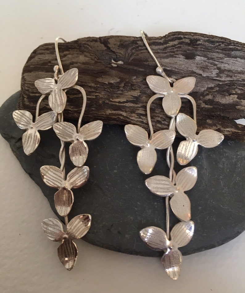 Orchid cascade statement chandelier Earrings in silver