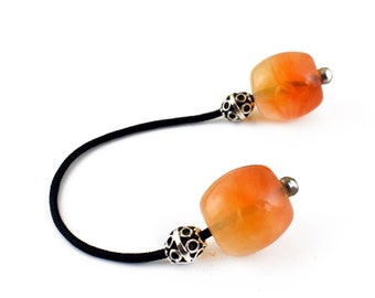 Begleri, Worry Beads, Orange Drum Beads, Silvertone Metal Beads, Greek Worry Beads, Valentines gifts