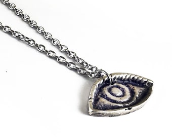 Evil Eye Pendant Necklace on Steel Chain, Greek Mati Jewelry Gift