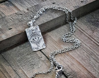 Evil eye necklace  on stainless steel chain, Unisex Dainty Pendant Jewelry Gift Accessories, Greek Mati