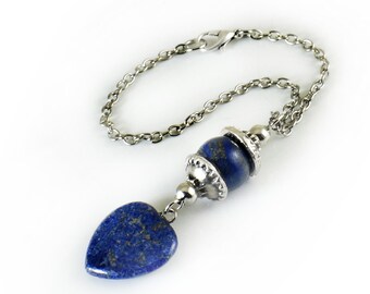 Lapis lazuli Heart Rearview mirror charm, Car accessories, ornament, hanger, gift