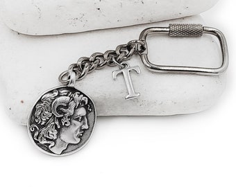 Personalized Alexander the Great keychain Keyring with Initial, Christmas gift ideas