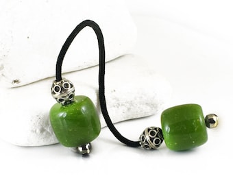 Begleri, Worry Beads with Olive Green Acrylic and Metal Beads, Made to order