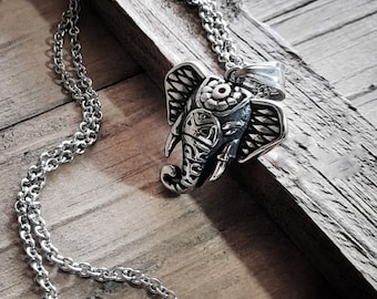 Stainless Steel Elephant Necklace, Unisex Boho Elephant Pendant Jewelry Gift