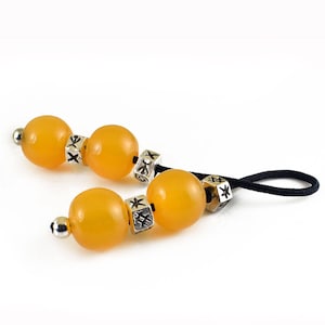 Begleri, Worry Beads, Yellow Acrylic & Silver Tone Metal Beads