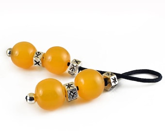 Begleri, Worry Beads, Yellow Acrylic & Silver Tone Metal Beads