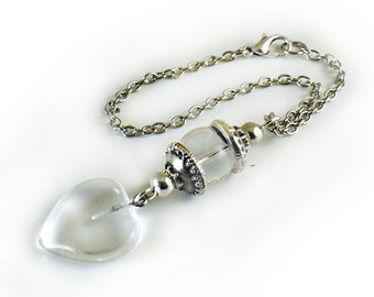 Car rearview mirror charm, accessories, ornament, clear crystal heart, auto hanger gift