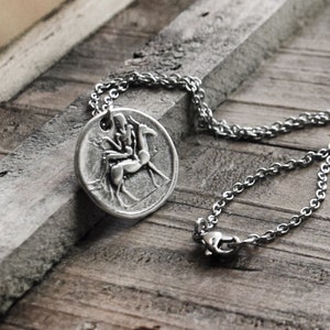 Greek coin pendant necklace on stainless steel chain, Greek Jewelry Gifts