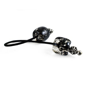 Begleri, Worry Beads, Large Black Clear Barrel Beads & Silver tone Metal Beads