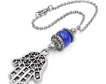 Hamsa Hand Car Rearview Mirror Charm, Ornament, Dangler, Hand of God Hanger Jewelry Gift
