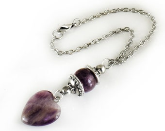 Rearview car mirror Charm hanging, Amethyst bead, Car Ornament, Heart Mirror Charm, car decoration, car auto hanger
