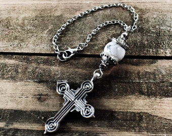 Cross car rearview mirror charm, Car Hanger, Ornament, Dangler, Car hanging decoration, Car mirror charm, Choose gemstone