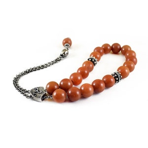 Komboloi, Worry Beads with Aventurine Beads and Metal Master Bead on Chain, fathers day gift