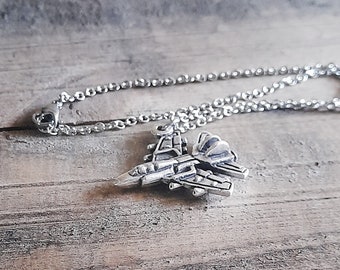 Fighter Jet Necklace with Stainless Steel Chain, Unisex Plane Pendant Jewelry Gift