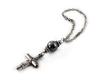 Rearview Car Mirror Charm, Ornament, Christian Cross Pendant, Hanger, Decoration, Gift, Choose Bead