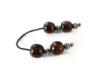 Begleri, worry beads with brown Wood and Silver Plated Beads, Passing Time, Unisex Gifts