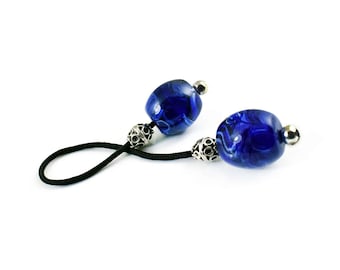 Begleri, Worry Beads, Blue Drum Beads, Silver tone Metal Beads, Greek Worry Beads