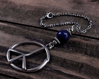 Car mirror charm, Hanger, Ornament, Dangler, Accessories Decoration, Peace Sign, Choose Stone, Gift, rearview mirror jewelry