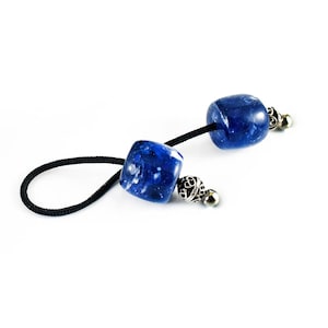 Blue Begleri Beads, Mini Komboloi, Worry Beads, Large Acrylic Barrel & Metal Beads, Choose Cord Color, Made to Order