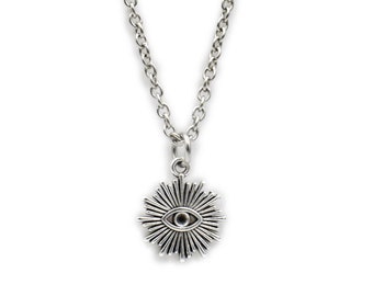 Evil Eye Necklace on Stainless Steel Chain, Unisex Gift Accessories Amulet, Nazar, Greek mati Jewelry