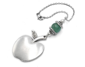 Car mirror charm with metal apple ornament, accessory, Made to Order