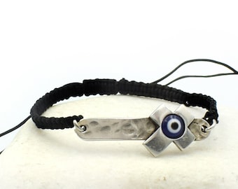 Evil eye cross bracelet, Macrame Bracelet, Greek Mati, Cross bracelet, Evil Eye Jewelry, Mens Women Bracelet Jewelry