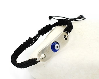 Evil Eye Macrame Bracelet Jewelry Gift, Greek Mati, Nazar, Adjustable