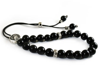 Komboloi, Worry Beads, Black Onyx Agate Beads, Greek Worry Beads, Unisex Gifts