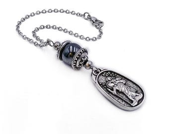 St. Christopher Car Charm, Rear View Mirror Hanging Pendant, Mary and Jesus Charm, Driver Gift