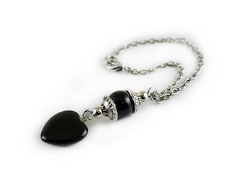 Car Rearview mirror charm, hanger, accessories, decoration, Black Onyx Agate bead and heart