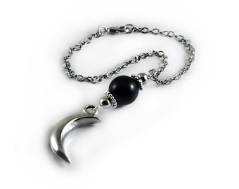 Rearview Car Mirror Charm Hanger, Dangler Ornament, Crescent Moon, Car Decoration Accessories, Choose Gemstone, Rearview Mirror Car Jewelry