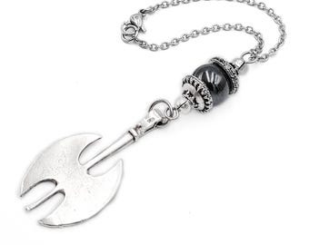 Double axe car mirror charm hanger, accessory, Choose gemstone, Made to Order